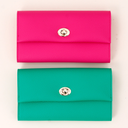 Stylish Turn Lock Long Flap Purse for Women