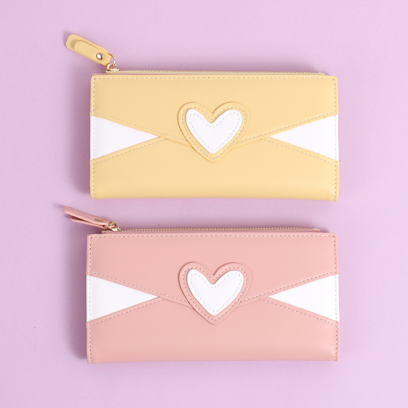 Assorted Color Heart Long Purse for Ladies