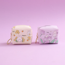 Flower White Bunny Square Coin Purse