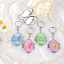 Funny Kitty Oval Portable Mirror Keychain