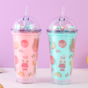 450ml15.21fl.oz. Double-Layer Bubble Fruit Straw Creative Plastic Cup