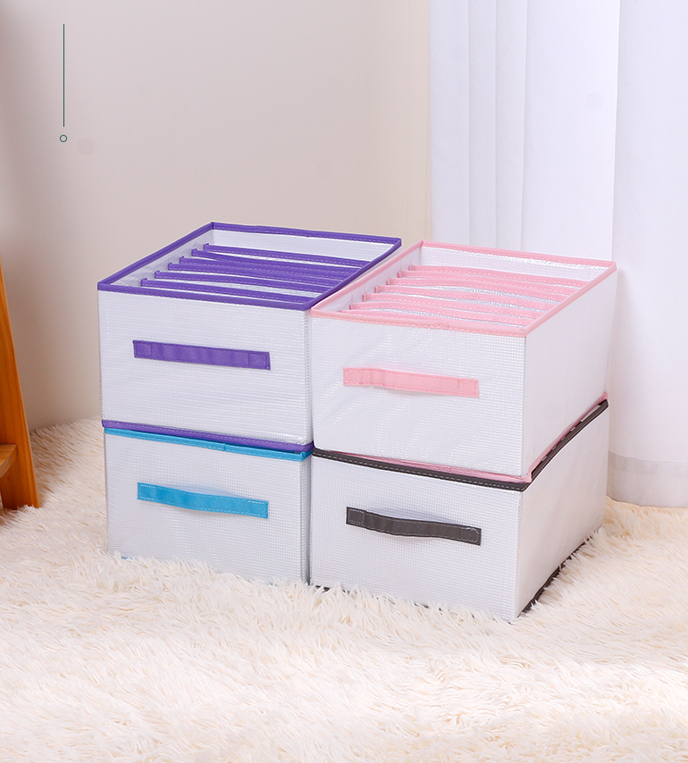 Large Fabric Underwear Storage Bin with 9 Compartments