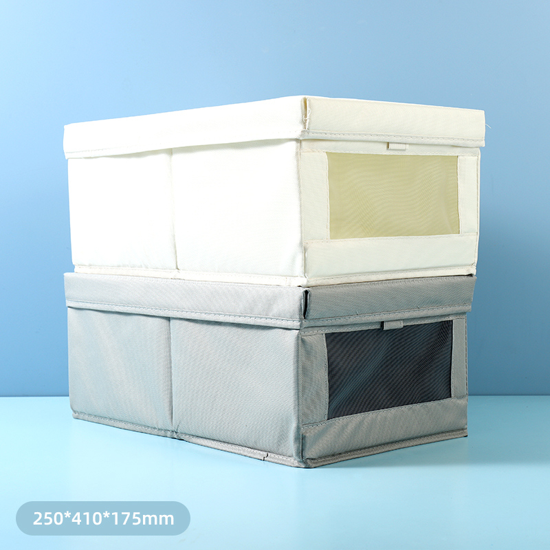 Simple Fabric Storage Box with Lid and Window (S)
