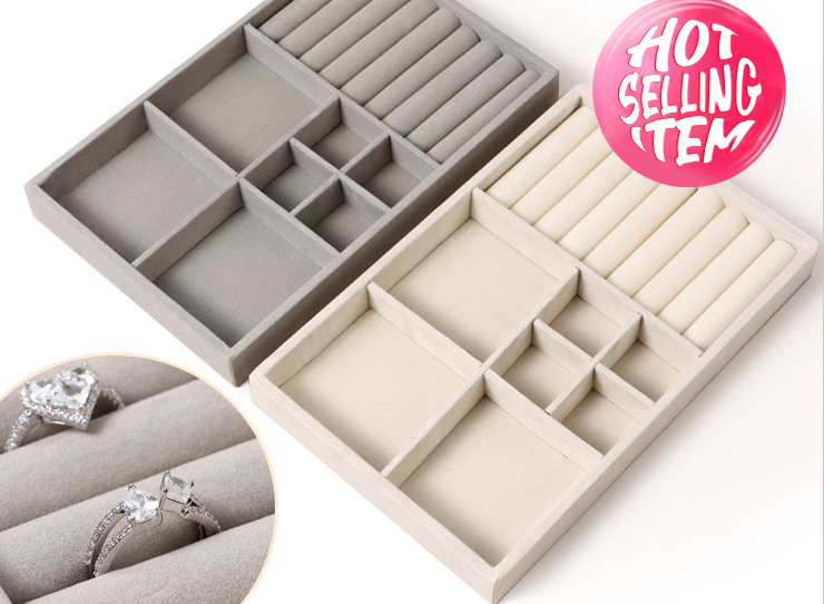 Large Flocking Plastic Jewelry Storage Container D