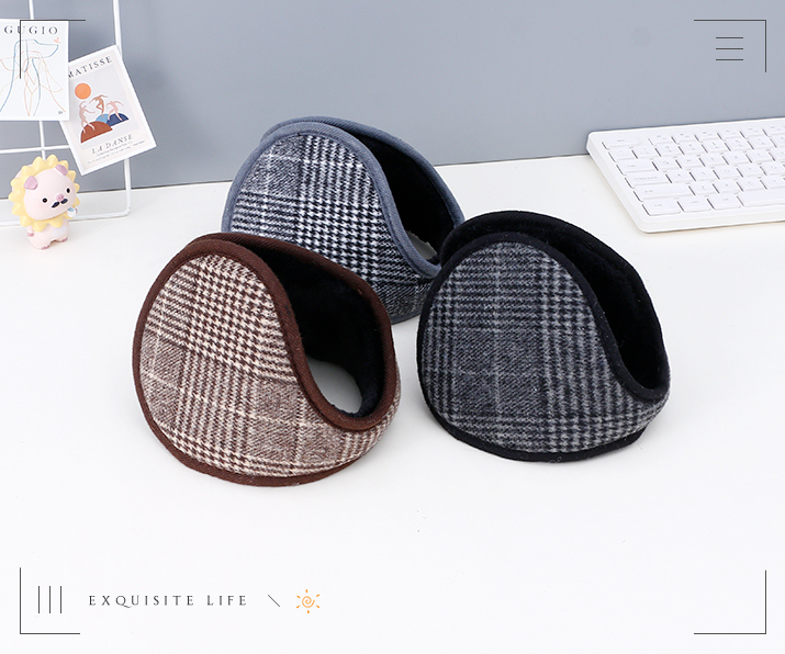 Classic plaid earmuffs for men