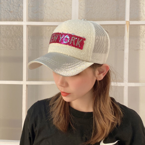 Sequined Letter Grid Baseball Cap(White)