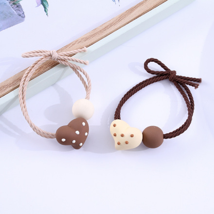 Cute Polka Dot Resin Loving Heart Ball Hair Tie 1 Piece