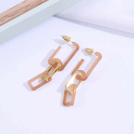 925 Silver Needle Acrylic Chain Long Earrings