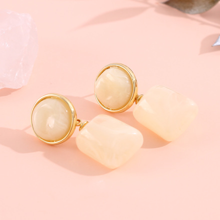 925 Silver Needle Geometric Resin Earrings