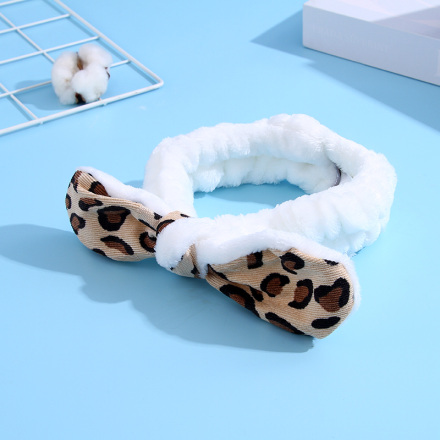 Leopard Print Hair-drying Headband(White)