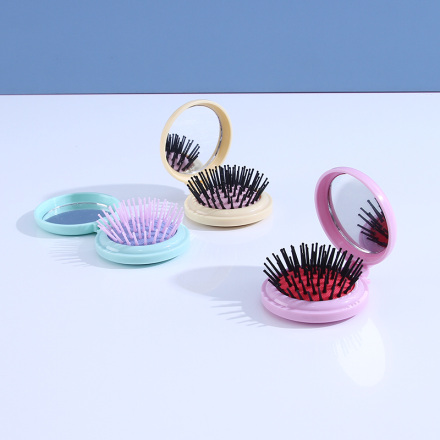 Macaron Series Portable Hair Brush with Mirror