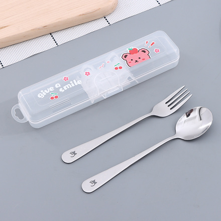 مجموعة أدوات مائدة Kitty Fork Spoon (رقم 7 ، لون طبيعي)