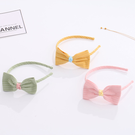 All-match Checks Gauze Kids Hair Band