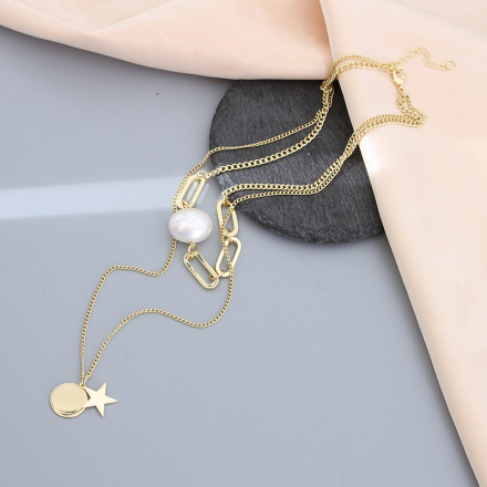 Artificial Pearl Star Double Layers Necklace