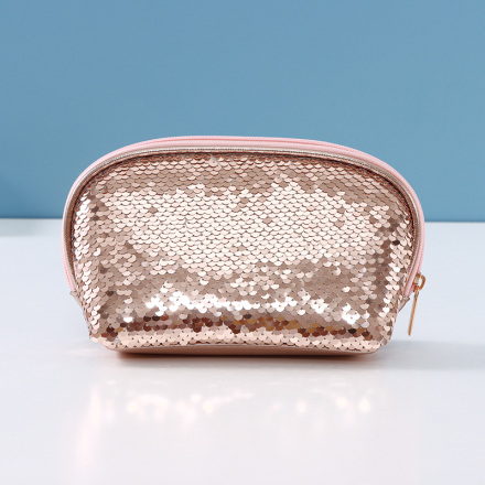 Sequin Arc-shaped Makeup Bag(Champaign Gold)