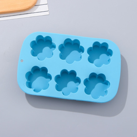 Flower-shape 6 Cavities Baking Mold (Blue)