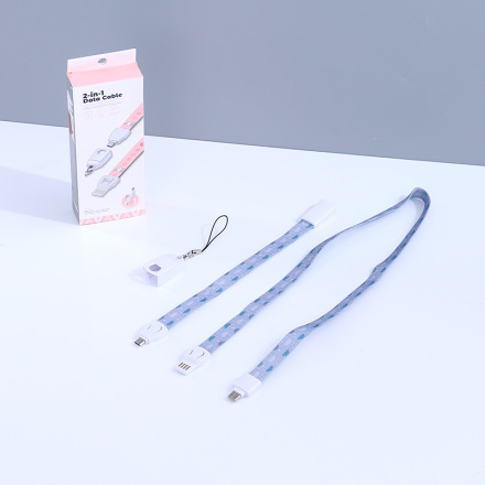 MICRO &amp; TYPE-C Fabric Safe Buckle 2-in-1 Data Cable (Cloud)