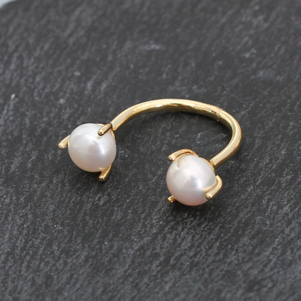 Double Artificial Pearls Open Ring