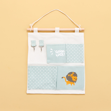 Cartoon Hanging Bag with 4 Pockets and 2 Hooks(Green)