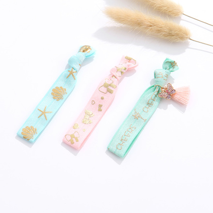 Pink Green Beach Shell Starfish Hair Rope