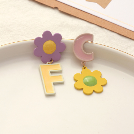 Letter Flower Earrings