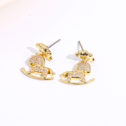 Elegant Rhinestone Horse Earrings