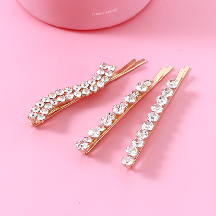 مجموعة دبوس الشعر حجر الراين من 3 قطعة