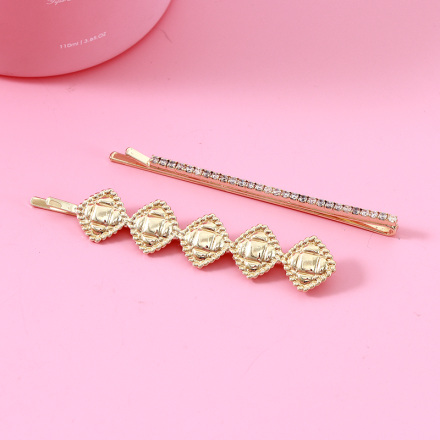 Stylish Glossy Rhinestone Square Hair Pin Set
