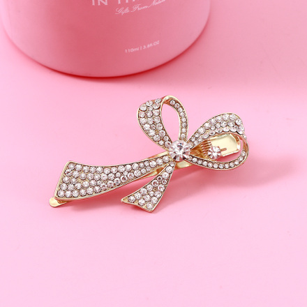 Rhinestone Ribbon Tie Knot Hair Pin