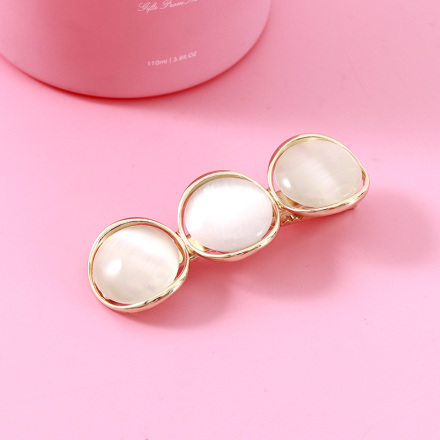 Elegant Triple Cat's-eye Gem Round Hair Pin