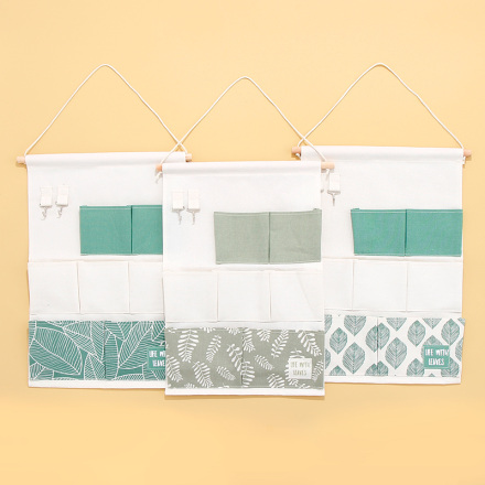 Leaves Series Hanging Storage Bag with 7 Pockets and 2 Hooks