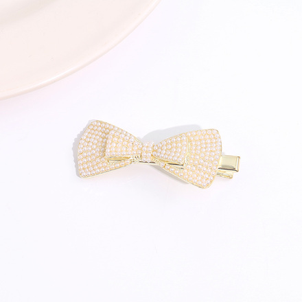 بسيط Bowknot مشبك شعر من اللؤلؤ الاصطناعي