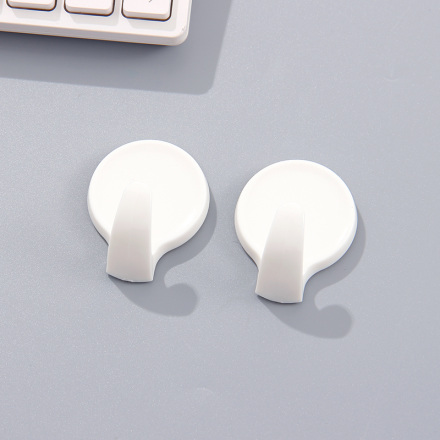 Round Creative Plastic Hook(2 Count)(White)