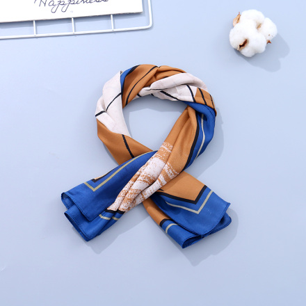 Stylish Abstract Art Square Scarves(Blue and Brown)