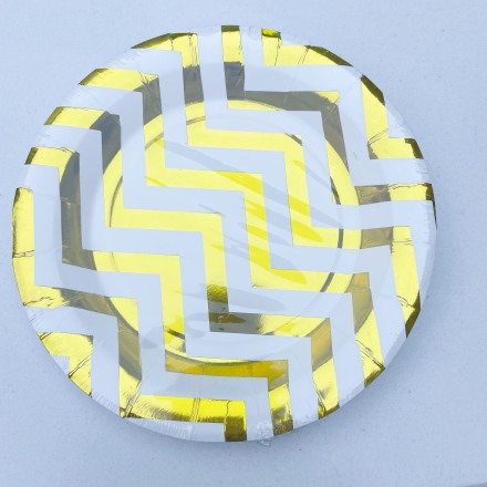 Golden Waving Round Paper Plate(7 Inches)(10 Count)
