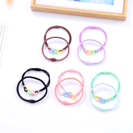 Fashionable Interlocking Circles Acrylic Hair Tie 2 PCS