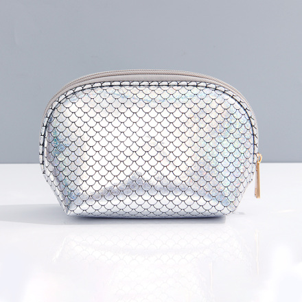 Fish Scales Look Shell Cosmetic Bag(Silver)