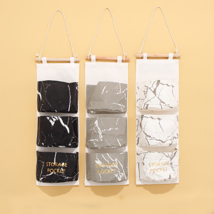 Marble Series Hanging Storage Bag with 3 Half-circle Pockets
