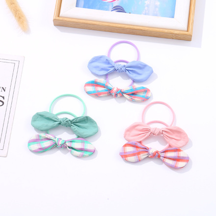 Fashionable Two-tone Checks Hair Tie 2PCS