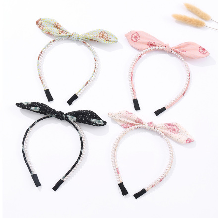 Double Layers Artificial Pearl Printing Dot Headband