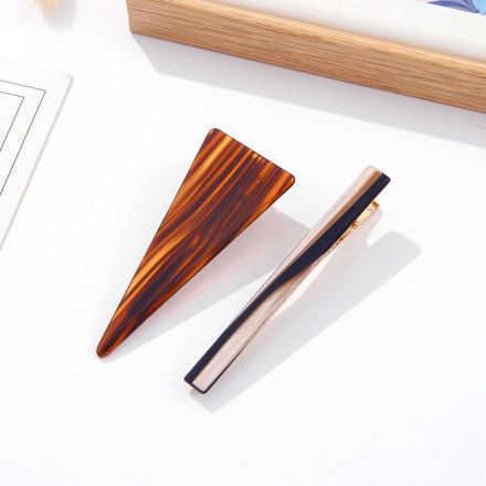 Retro Brown Stripes Triangle and Straight Bar Hair Clips