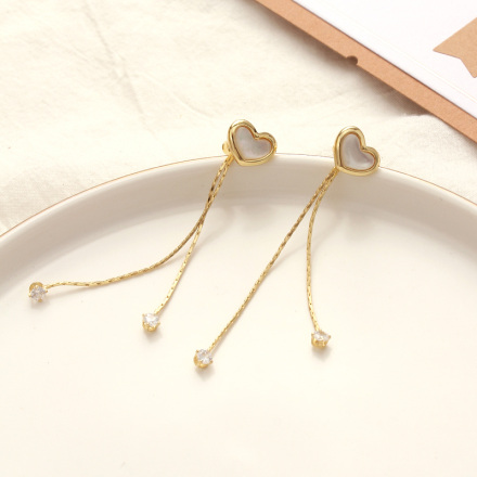 Exquisite Imitated Shell Heart-Shaped Tassels Earrings