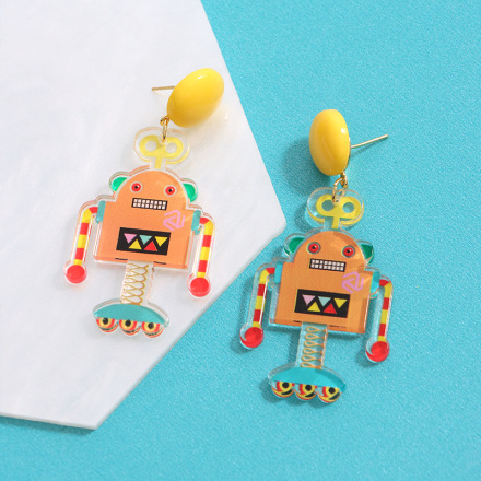 Trendy Acrylic Robot Earrings