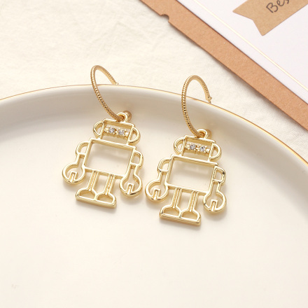 Simple Metal Robot Earrings