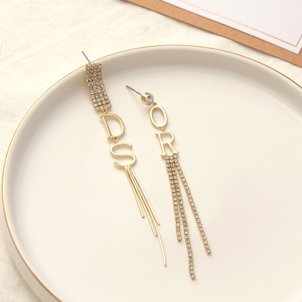 Elegant Letter Rhinestone Earrings