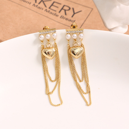 Simple Loving Heart Artificial Pearl Rhinestone Earrings