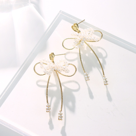 Sweet Loving Heart Bow Zircon Earrings