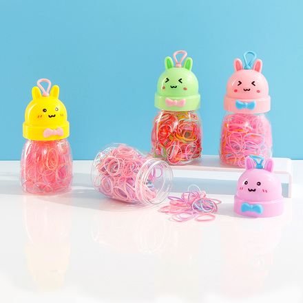 Bunny Shaped Bucket Disposable Hair Tie 100 PCS