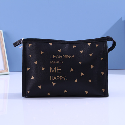 Black Triangle Printing Trapezoidal Cosmetic Bag