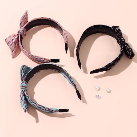 Stripes Printing Bow Tie Wide Hair Band